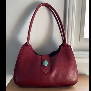 Two Bar West bag. Shoulder and Hand Bag Leather Burgundy
